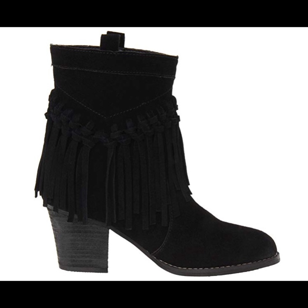 Sbicca Black Fringe Booties